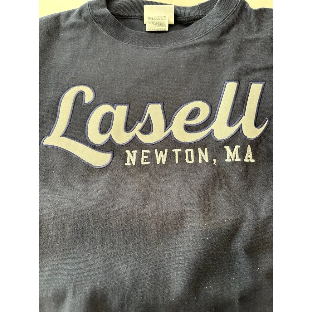 Lasell University Navy Blue Sweatshirt with White Lettering, Size Large - Picture 2 of 4